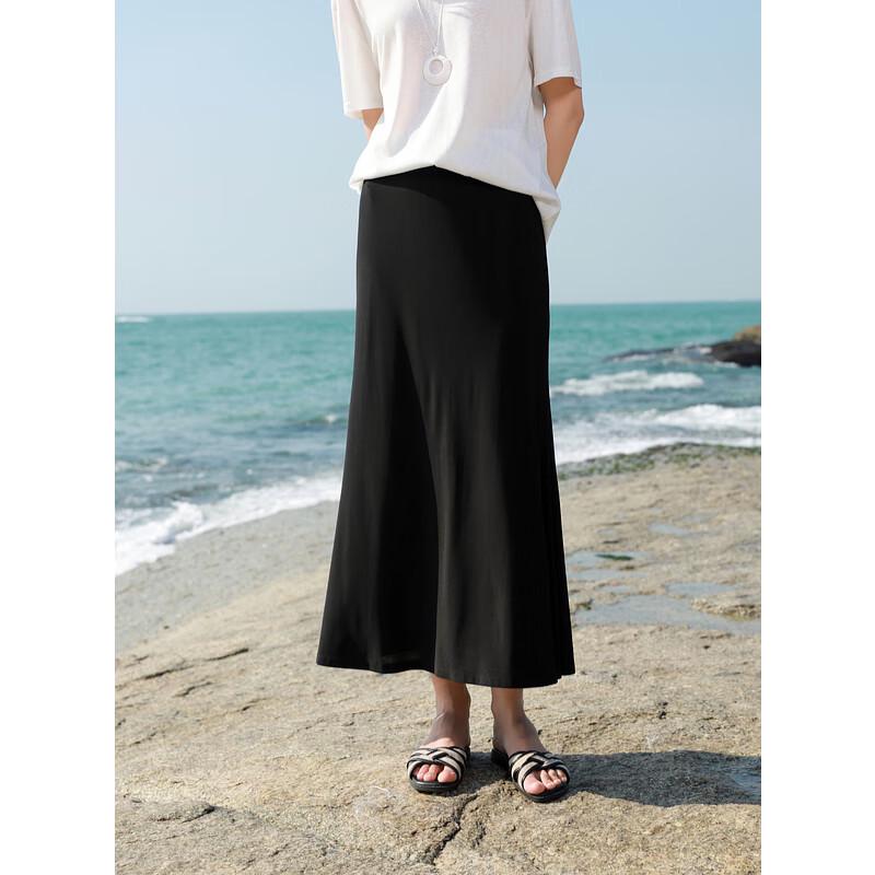 Sancai 2025 Autumn Solid Drape A-line Long Skirt S