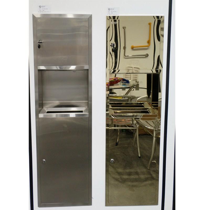 Wall-Mounted 304 Stainless Steel Tissue Box & Recessed Trash Can for Commercial Use