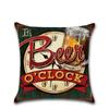 Vintage Beer Bottle Cartoon Pillow Case Alphabet Beer Printed Throw Pillow Vintage Home Decorative  Linen Cushion Cover