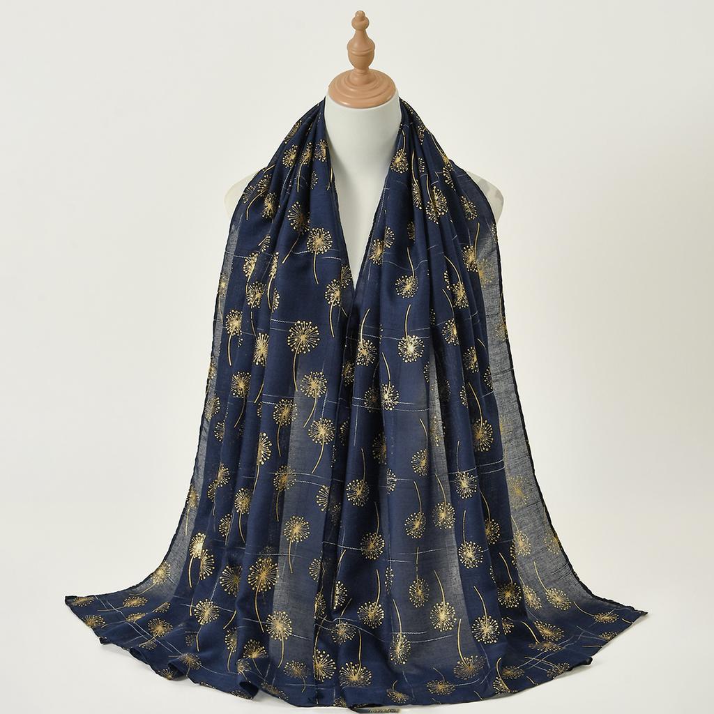 Bronzing Dandelion Cotton Hijab Scarf For Muslim Woman Hijabs Shawl Viscose Soft Headband Ethnic Islam Turban Female Headscarf