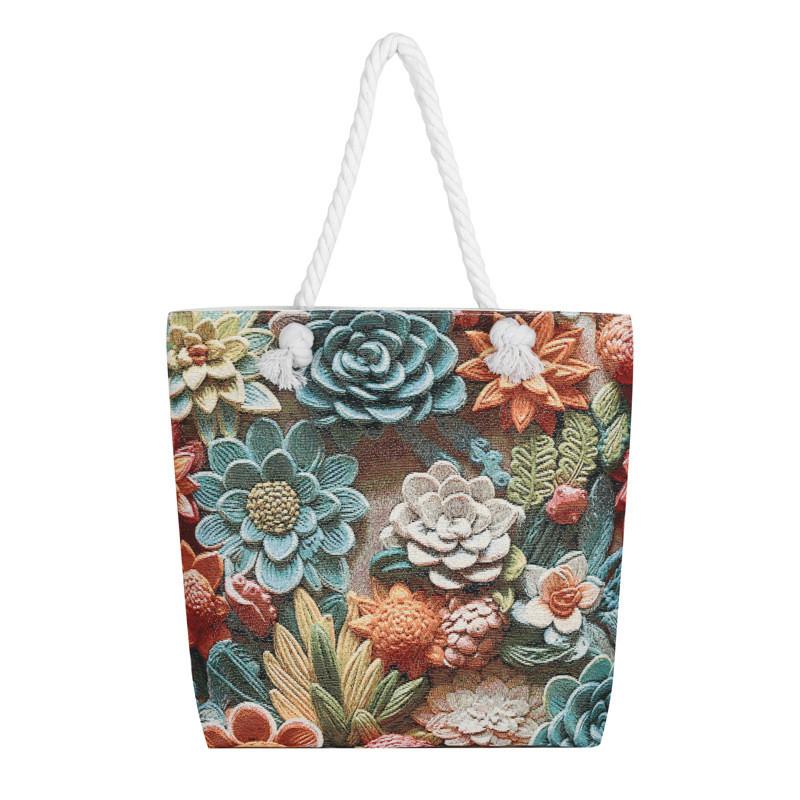 Ethnic Style Canvas Shoulder Bag With Embroidery And Large Capacity For Daily Use