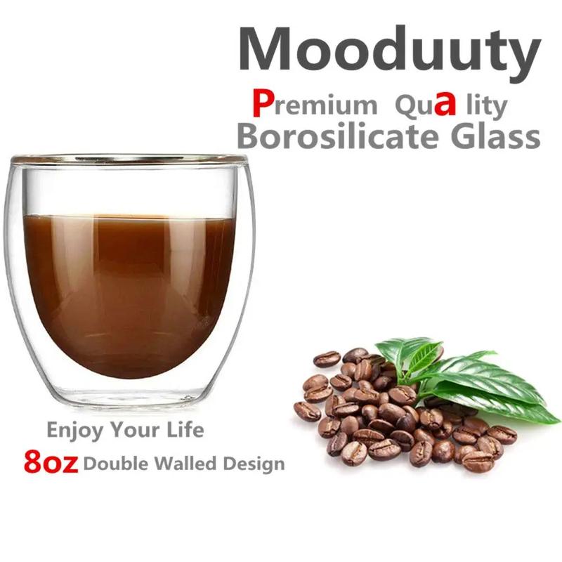 6 Stück Doppelwandiges Glas 80ml Süße Tassen Kaffeetassen Trinkgläser für Getränke Personalisierte Tasse Bier Teetassenset