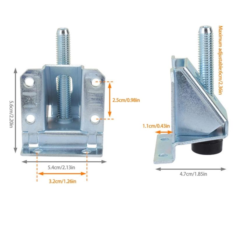 Pacote com 4 Pés Ajustáveis para ArmárioPés de Suporte de Móveis de Metal de Alta Resistência com Design Antiderrapante Para Estabilidade de Guarda-roupa