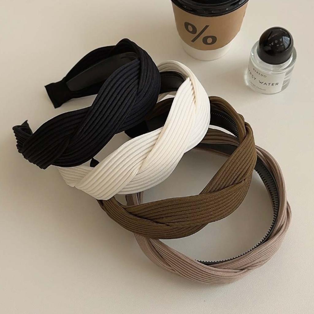 PROLY New Fashion Headband For Women Handmade Braided Turban Solid Color Hairband Spring Summer Headwear Hair Accessories