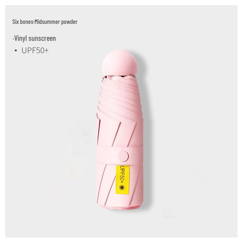 Kompakter ultraleichter fünffach faltbarer Vinyl-Sonnenschirm für Sonne und Regen