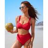 Charmleaks Women High Waisted Bikini Sets Two Piece Swimsuit Ruched Sexy Bandeau Bathing Suit