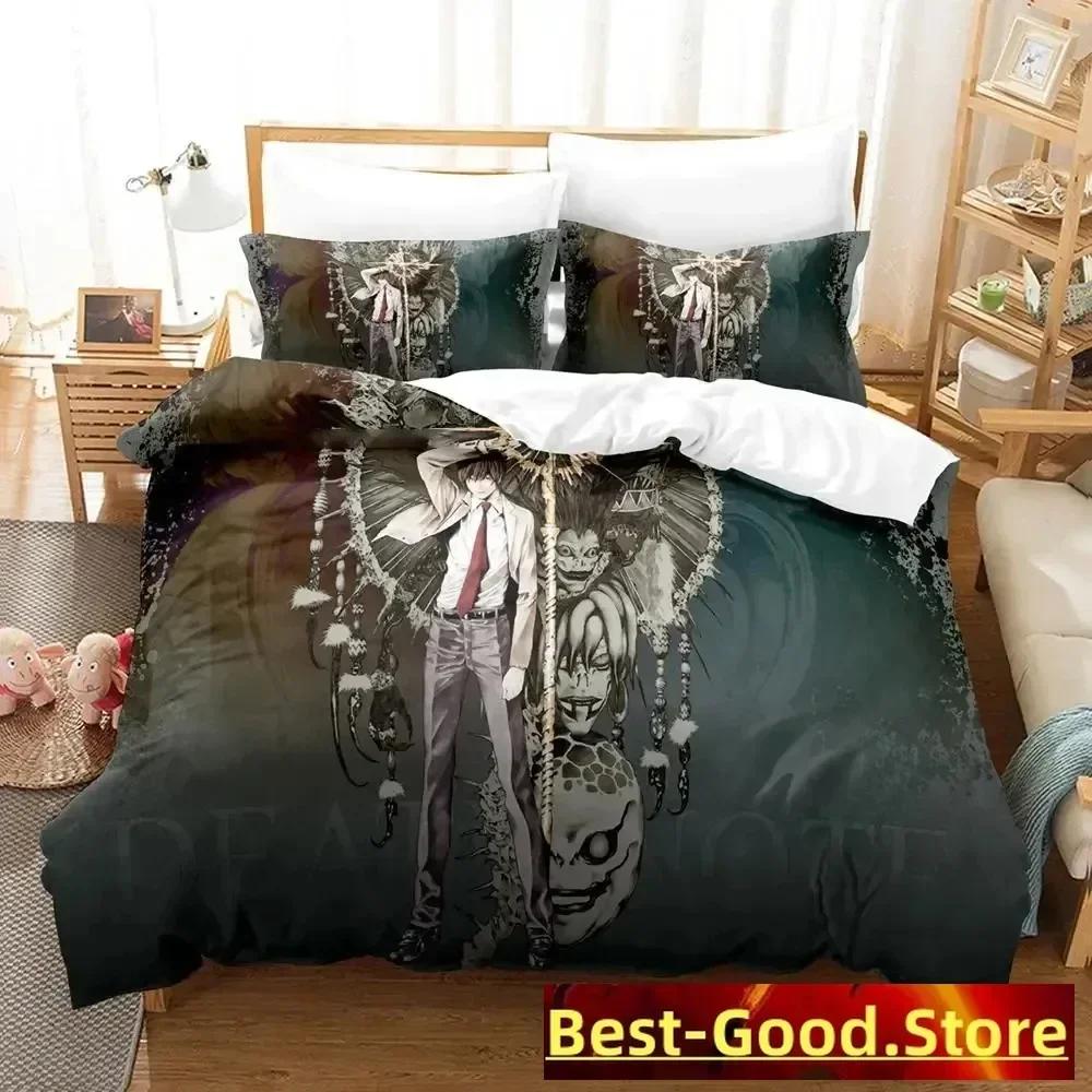3D Death Anime Note Beding Set Printed Bed Linen Set With Pilowcase Soft Duvet Cover Soft Single Double Quen Super King-Sized Dimensionsd Dimensions