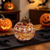 Fall Season Decoration Mini Hand Blown Glass Pumpkin Ornament, Collectible Thanksgiving Halloween Transparent Figurine Faux Crystal Hanging for Fall,