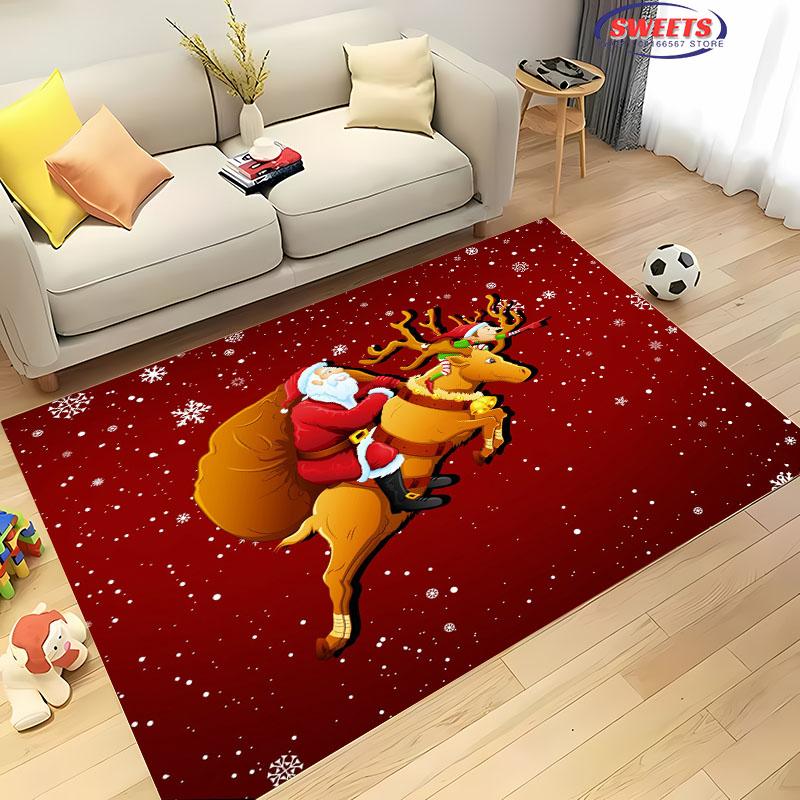 Weihnachten und Lustiger Weihnachtsmann Cartoon Teppich, Wohnzimmer Schlafzimmer Zuhause Fußmatte Teppich Küche Kinderzimmer Matte Weihnachtsgeschenke