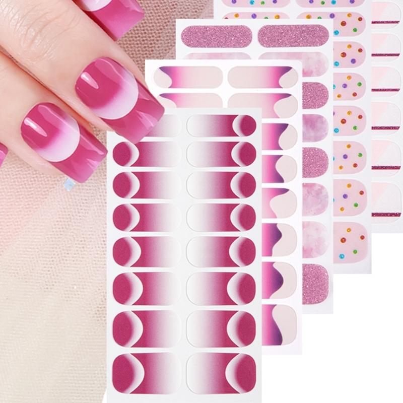 Gradient Nails Polish Sticker French Tip Gels Nail Strips Nails Polish Wraps Glossy Gels Nail Sticker Manicures Sticker