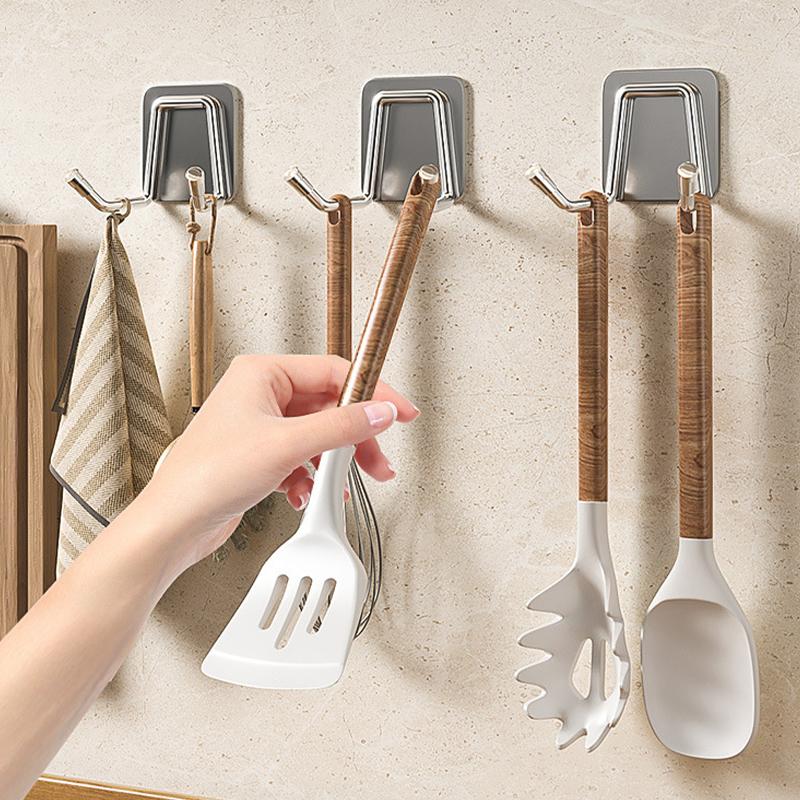 1/3/5/10pcs Kitchen Sponges Holder Stainless Steel Sink Sponges Drain Drying Rack Self Adhesive Storage Holder Wall Hooks Kitchen Organizer