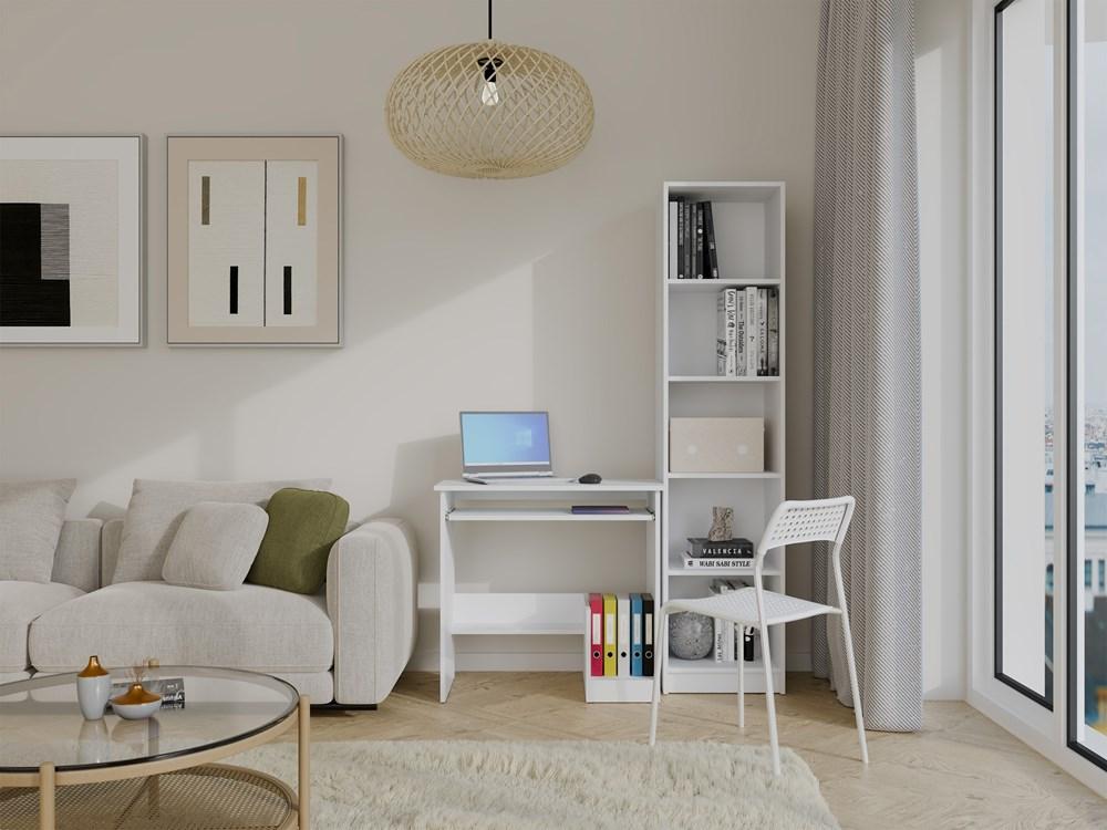 Biurko Komputerowe Rosa Białe Na Laptop Pc 80X75X40 Cm Półka Na Klawiaturę