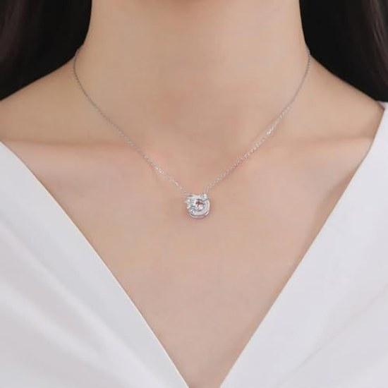 White Clover Hangingyodon 40th Anniversary Ladies Necklace Dancing Stone Sanrio Characters Silver 925 Surgical Stainless Steel 316L Cubic Zirconia