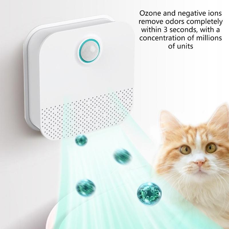 Automatic Cats Litters Box Deodorizer Wireless Rechargeable Air Purifiers With Intelligent motions Sensors Quiet Operate