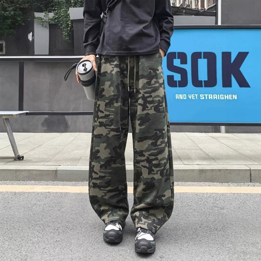 High Street Camouflage Loose Trousers Men's Autumn Trendy Brand American Personality Versatile Hip Hop Sweatpants Casual Straight Ruffian Handsome