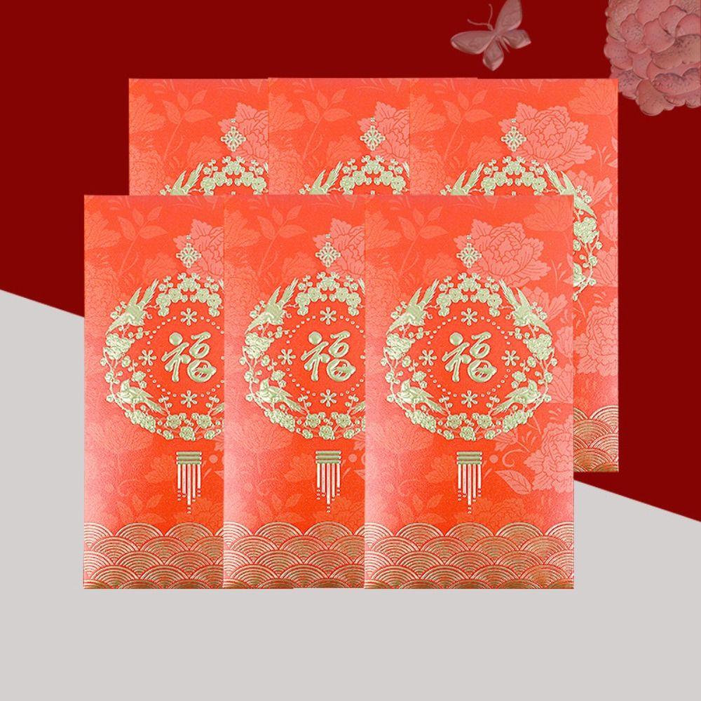6PCS Vintage New Year Red Envelope Red Pocket Money Pocket Luck Money Envelopes  Chinese New Year
