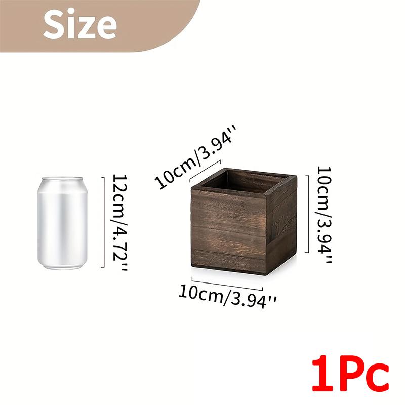 1/2/4PC Small Home Flower Box Table Pencil Holder Bohemian Wooden Planter Wedding Square Rustic Garden