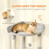 170 Cm Large Cat Tree Cat Tower With 7 Scratching Posts Tunnel 2 Condos Hammock Perch Ramp Pompoms Light Grey