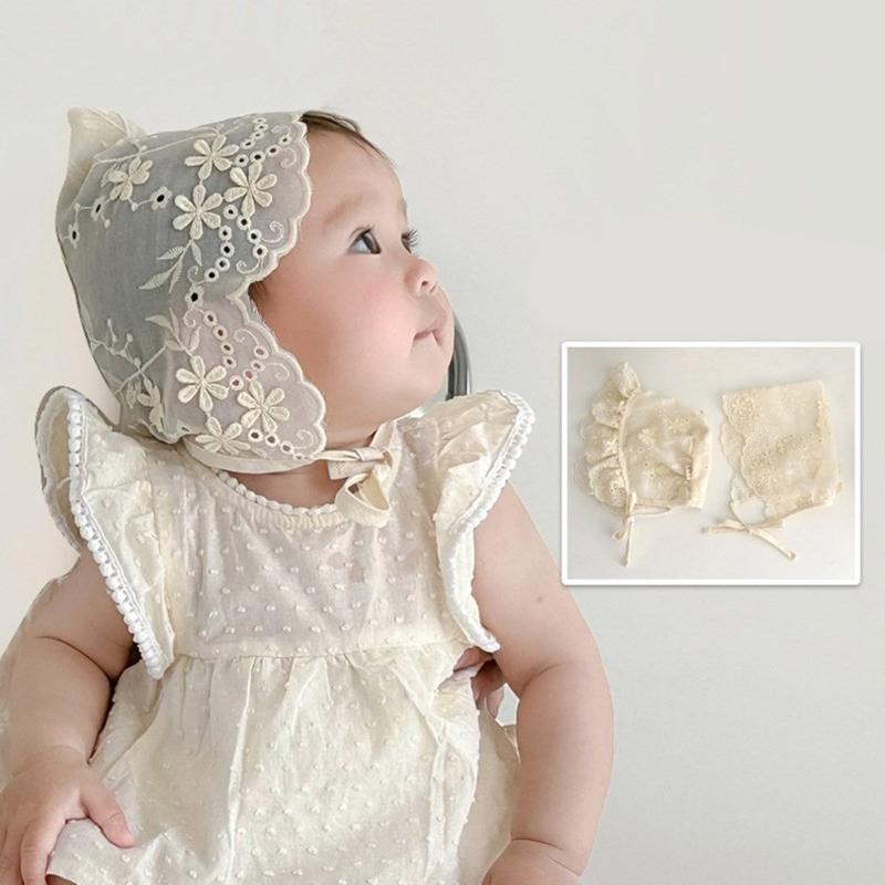 Bequeme Babymütze Sommerhaube Stickerei-Design Fötale Mützen mit Kinnband für Säuglingsmädchen 2-18 Monate