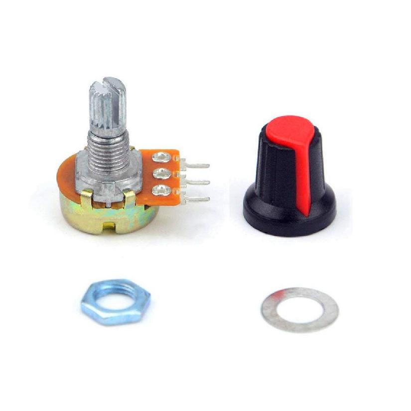 NOYITO B1K B2K B5K B10K B20K B50K B100K B500K B1M Ohm Knurled Shaft Linear Rotary Taper Potentiometer with Cap Kit (Pack of 9)