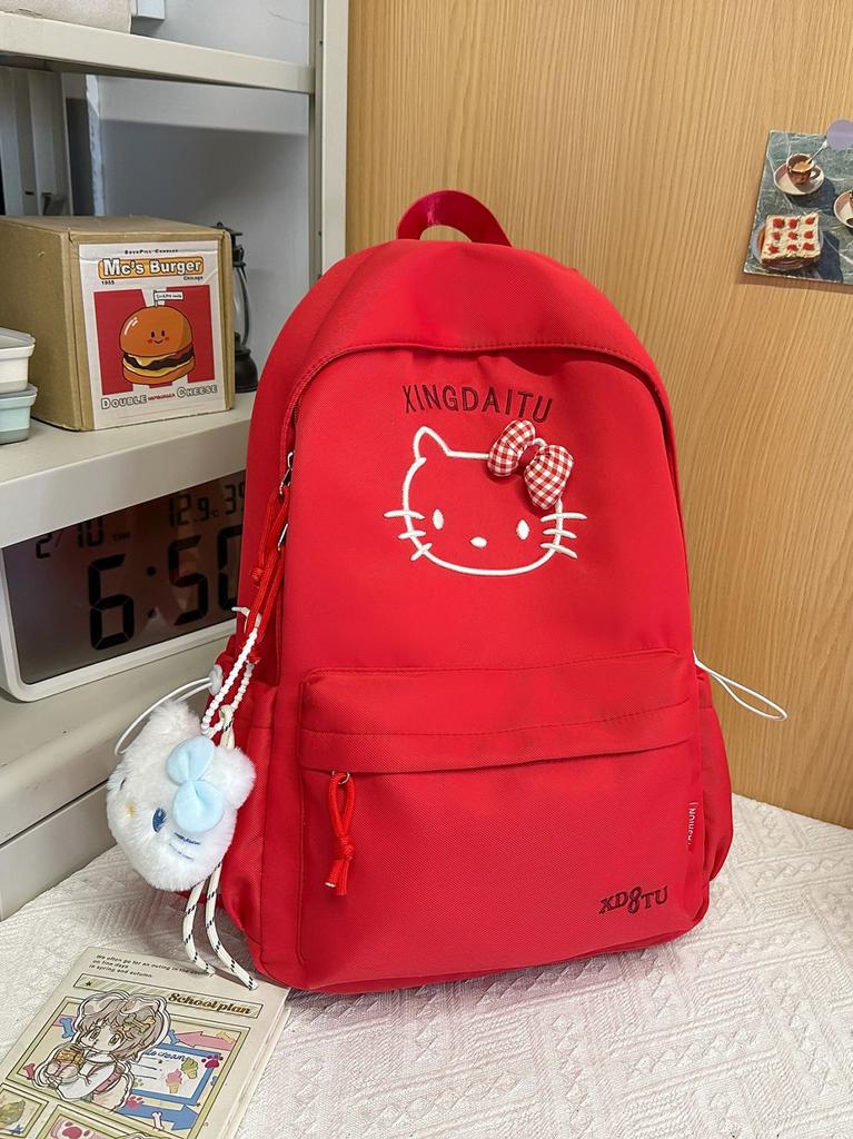 Schoolbag new hellokitty contrasting color backpack nylon wear-resistant lightweight backpack junior high school student schoolbag