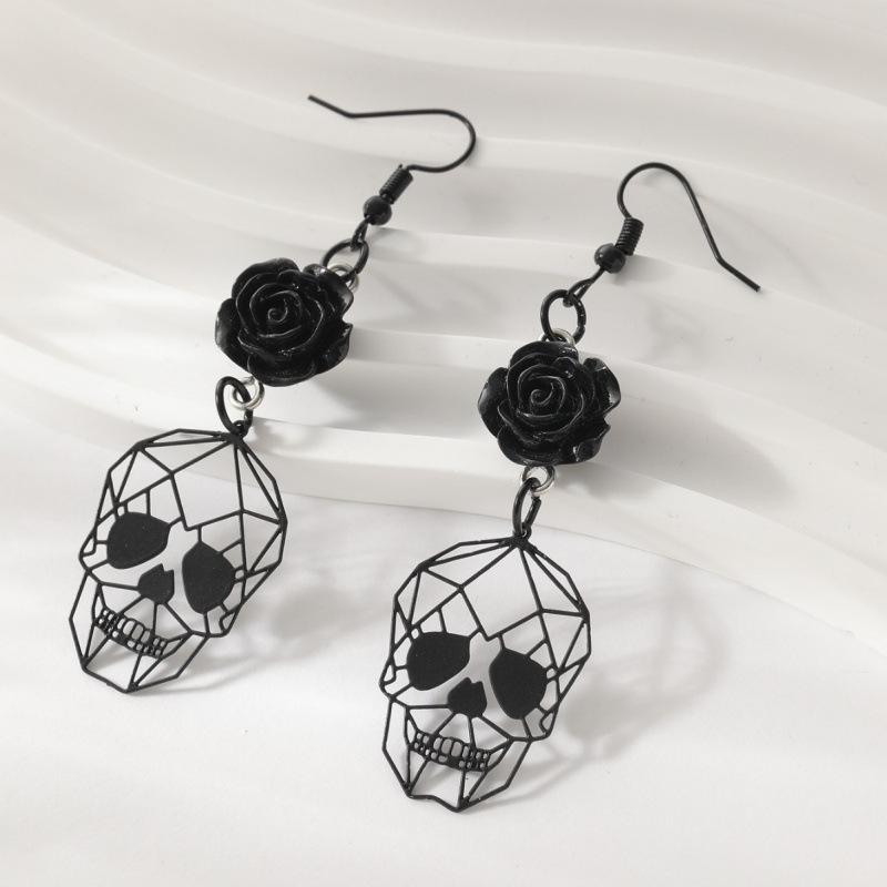 Gothic Punk Skull Rose Earrings - New Europe & America Trend