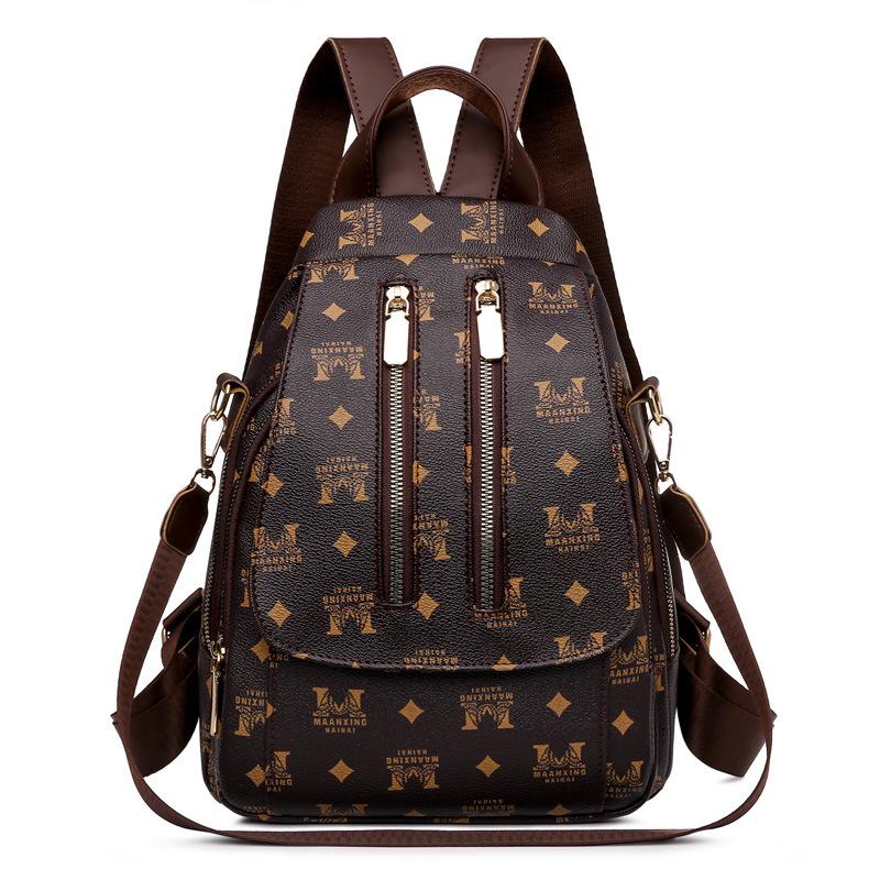 

Новый женский мягкий дорожный деловой рюкзак на молнии, модные повседневные ретро-рюкзаки, сумки большой вместимости Style 2 темно-коричневого