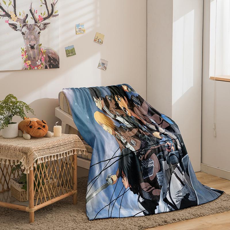 Cartoon Attack On Giant Series Double Sided Flannel 3D Digital Printing Blanket Cover