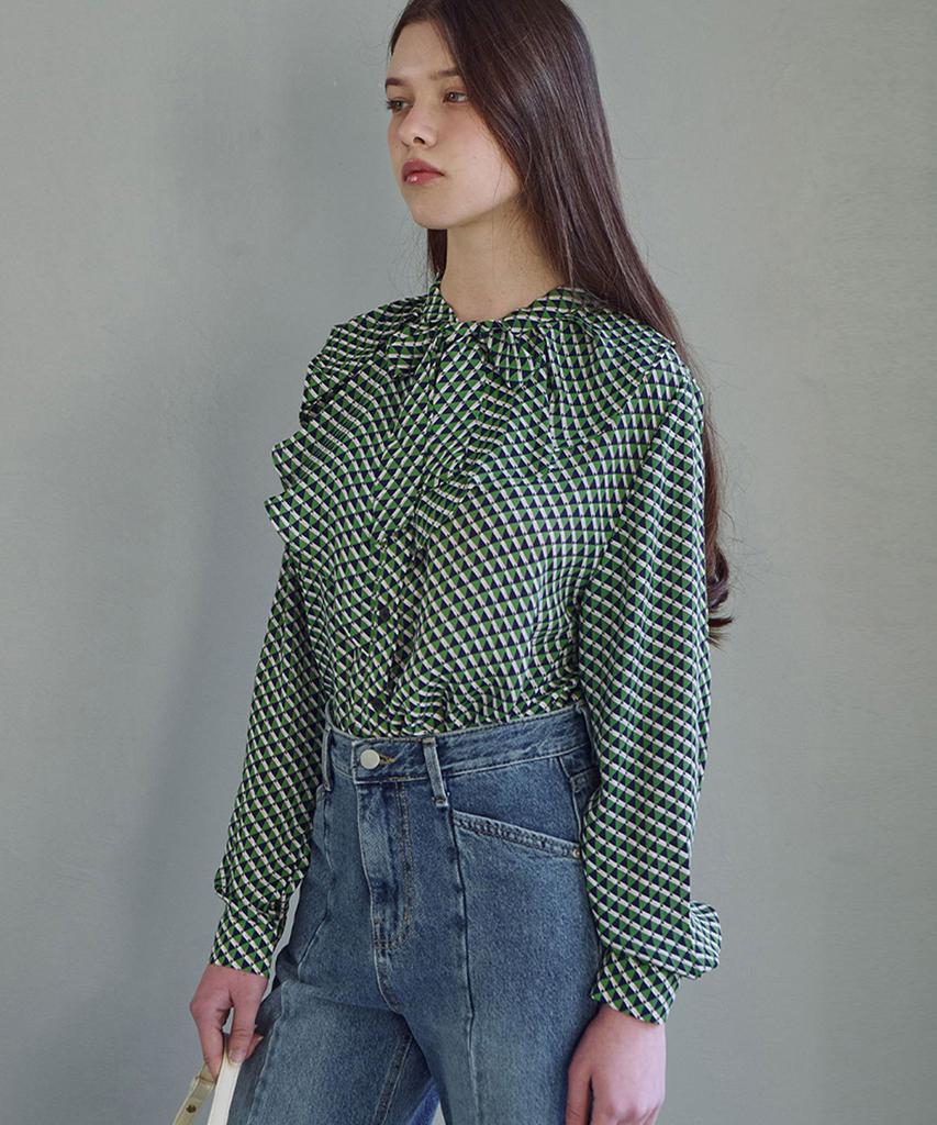 LUSIDA Rodin Pattern Ribbon Blouse