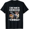 Funny Read Books Cardigan Blue Merle Corgi Lover T-Shirt