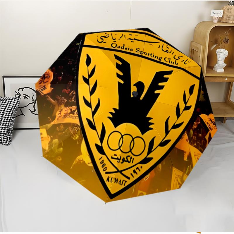 Qadsia Sporting Club Fashionable Automatic Opening/Closing Folding Umbrella. Portable and Foldable, Ideal for Gift, Travel, and Daily Use.