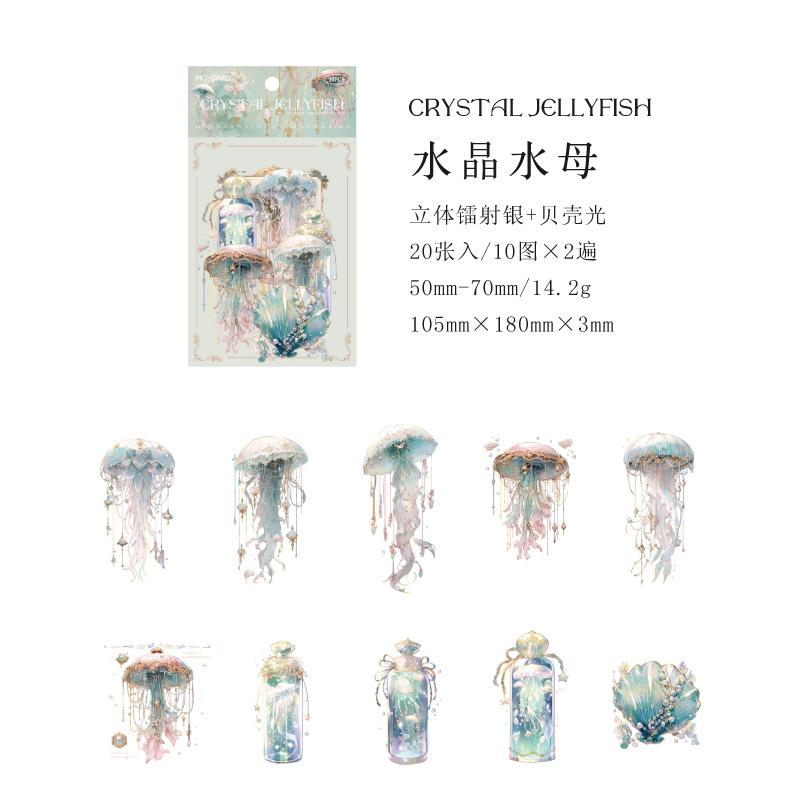 

20Pcs/bag Ice Crystal Jellyfish Decorative Shiny Sticker gifts Retro Collage Scrapbooking Label Diy Diary Album Journal Planner 20 Pcs