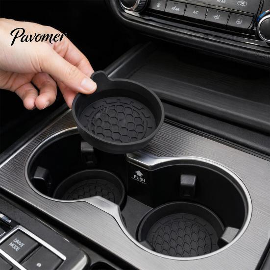 Honeycomb Texture Coaster Car Cup Holder Mat, Non-Slip Silicone with Raised Edge, Anti Rattle Pad for Auto Drink Anti-shake