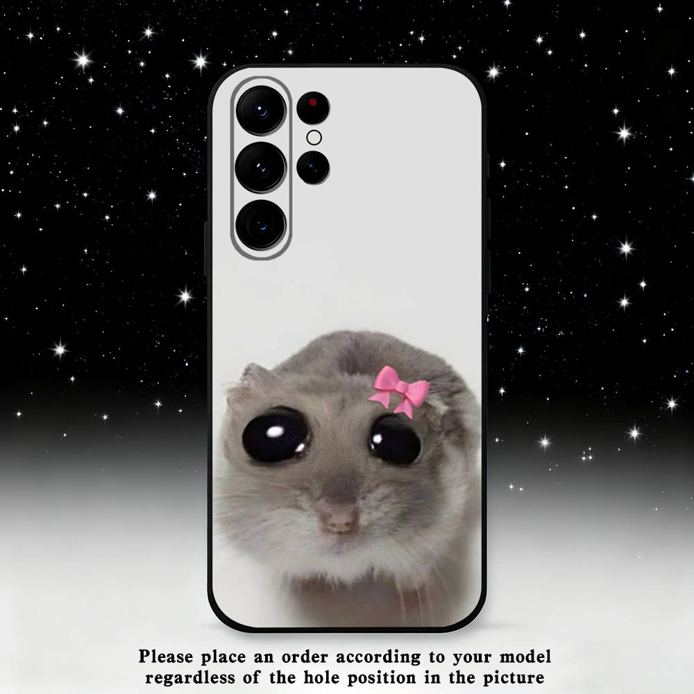 Cute Animal Hamster Phone Case For Samsung S 25,24,23,22,30,21,10,9,Ultra,Plus,Lite,FE,4,5 G Black Soft Case