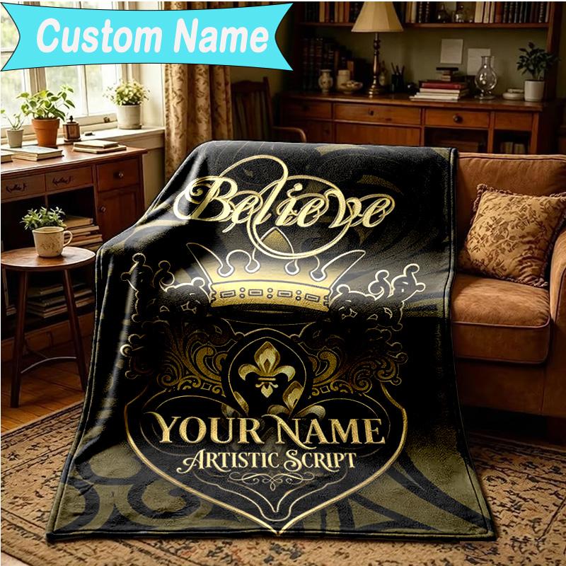 1PC Custom Name Blanket Orleans Saints Flannel blankets Patterns Throw Blanket All-Season Soft Gift for Couch, Bed, Camping, Birthday gifts