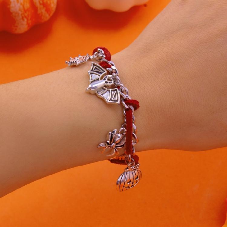 Adjustable Halloween Necklace Bracelet with Specter Bat Pumpkin Spiders Charm Alloy Jewelry Suitable for Various Occasion