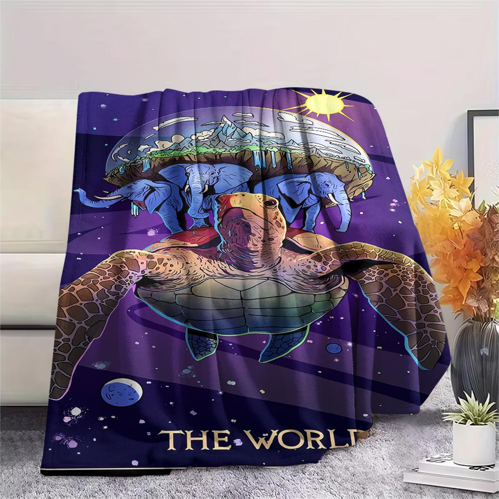 

1Pc Discworld Fantasy Print Flannel Blanket, High quality Comfortable for All Seasons, Home Decor, Warmth and Comfort, Perfect for Christmas Gifts 36 130cm x 150cm