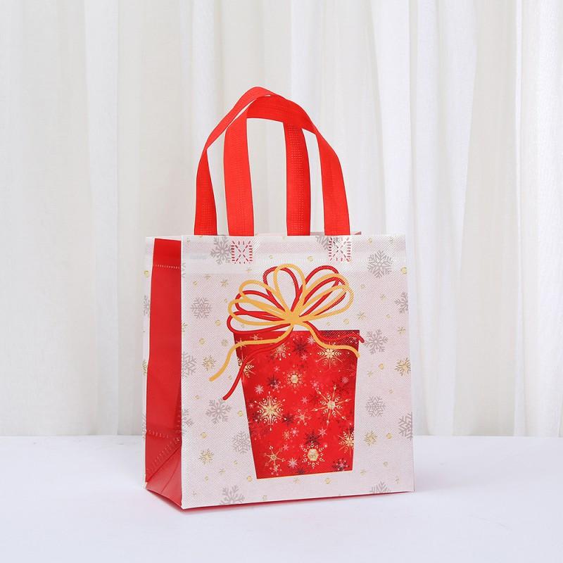 Reusable Nonwoven Christmas Gift Bag With Cartoon Print Waterproof Tote Party Favors Takeout