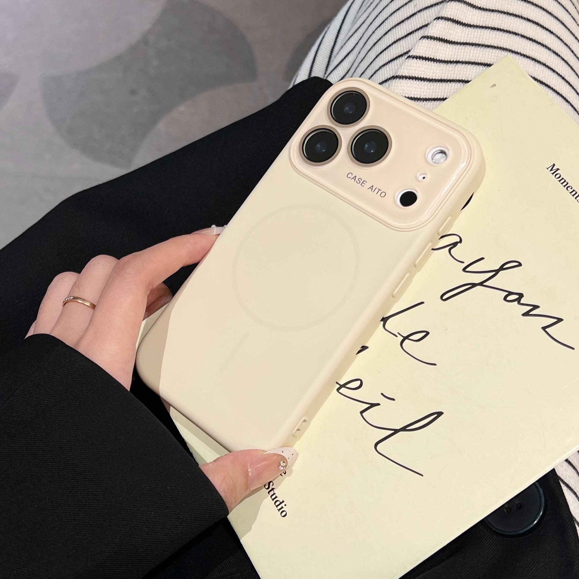 

Противоударный чехол из жидкого силикона для iPhone 17 Pro Max – Дизайн с большим окном 16 Pro античный белый