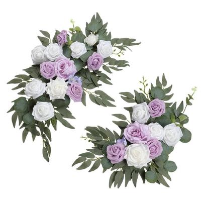 2Pcs Artificial Flower Swag Wedding Arch Flower Decoration for Wedding Ceremony Sign Wedding Arch Door Party Decoration