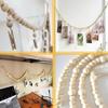 Wall Hanging Picture Display String Wooden Tassel Clips Photo Display Wooden Bead Photo Frames Home Bedroom Dorm Wall Decoration