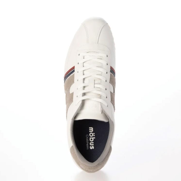 Mobus Herren Leder-Sneakers, Echtes Leder, Sportlich, Lässig, Laufschuhe, Aktuelles Modell HEIDE (Weiß/Steingrau, Größe 25,0 cm)