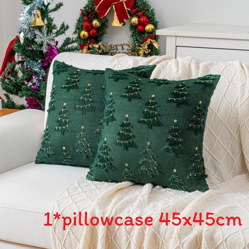 Christmas Plush Pillow Cover With Geometric Snowflake Design For Home Decor And Gift