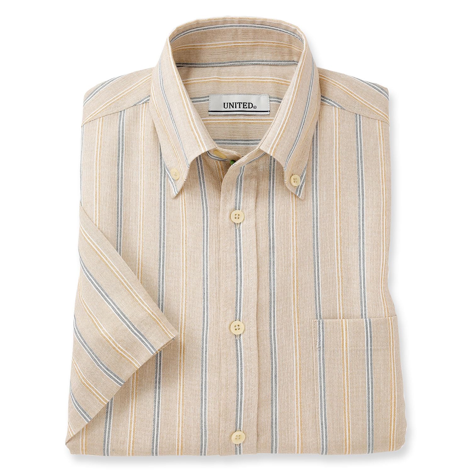 

Сделано в Такасима Чидзими [UNITED] Рубашка с коротким рукавом, Япония, мужская, на пуговицах, (JP, алфавит, M, льняной)