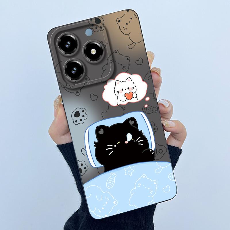 Case For Realme C61 C63 Cute Panda Sweet Girls Cats Silicone Soft Back Cover For Realme Narzo N63 2024 Bumper Protective Casing