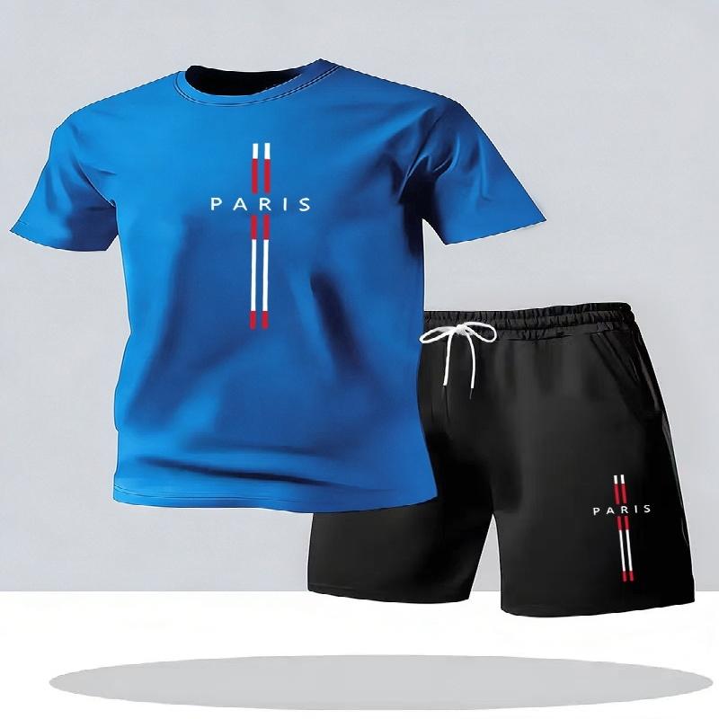 2026 Men's Casual T-Shirt and Shorts Two-Piece Set Relaxed Fit Men's Short-Sleeve Breathable Athletic Set Two-Piece Set