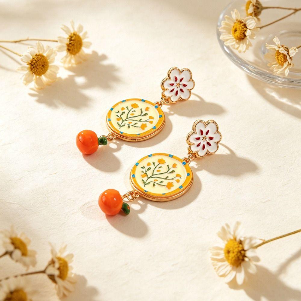 Painting Enamel Flower Dangle Earrings Charm Bohemian Dangle Earring Women