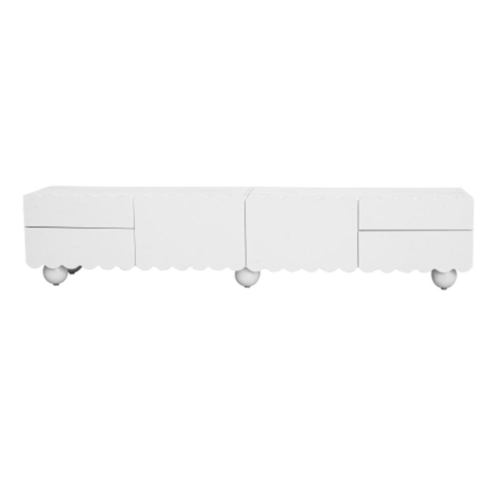 Modern white TV cabinet, TV stand, low TV stand. Unique design. 175 x 38 x 37 cm (L x W x H)