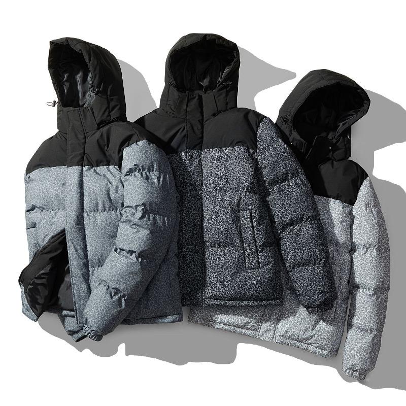 Padded-on jacket men's autumn and winter trendy short thickened warm bread jacket Feather Rong padded jacket can be printed