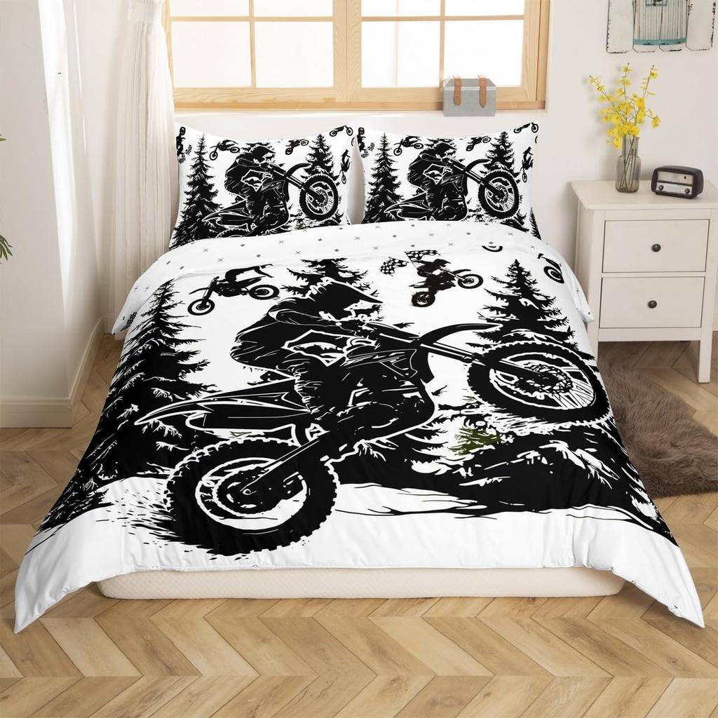 Bicycle Rider Duvet Cover Toddler Size For KidsMountain Bike Bedding Set For Teens AdultsWatercolor Quilt Cover